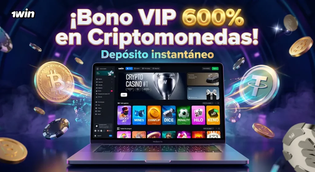 Bono 1win de 600% con cuenta cripto